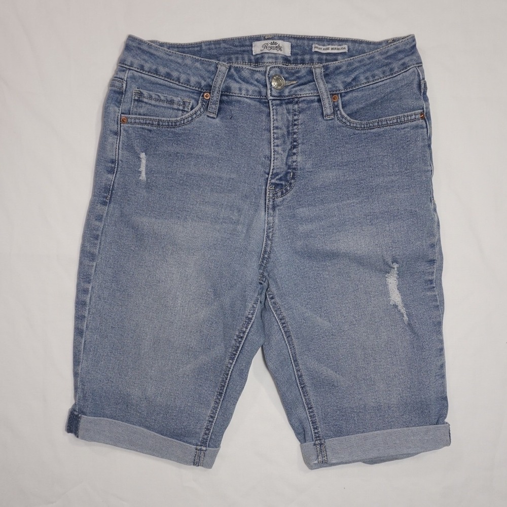 Royalty For Me Size 8 Blue Denim High Rise Bermuda Shorts WM105470